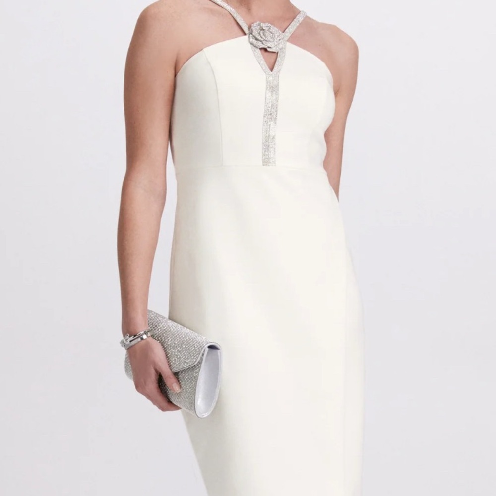 Elegant Ivory Halter Mini Dress